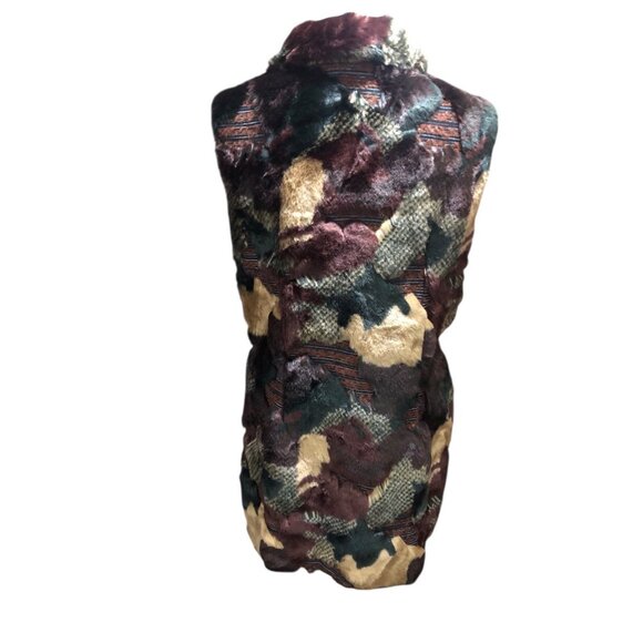Boho Classy Eclectic Unique Street Style Multi Color Texture Faux Fur Vest Sz M - Picture 12 of 16